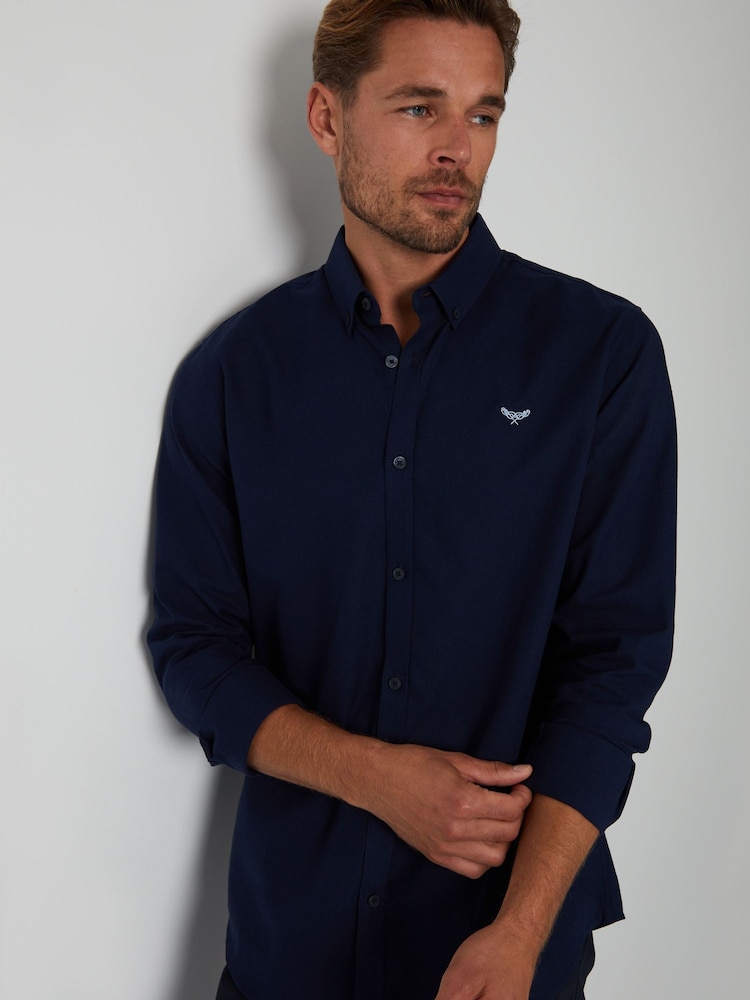 Threadbare Navy Oxford Long Sleeve Shirt - Image 1 of 5