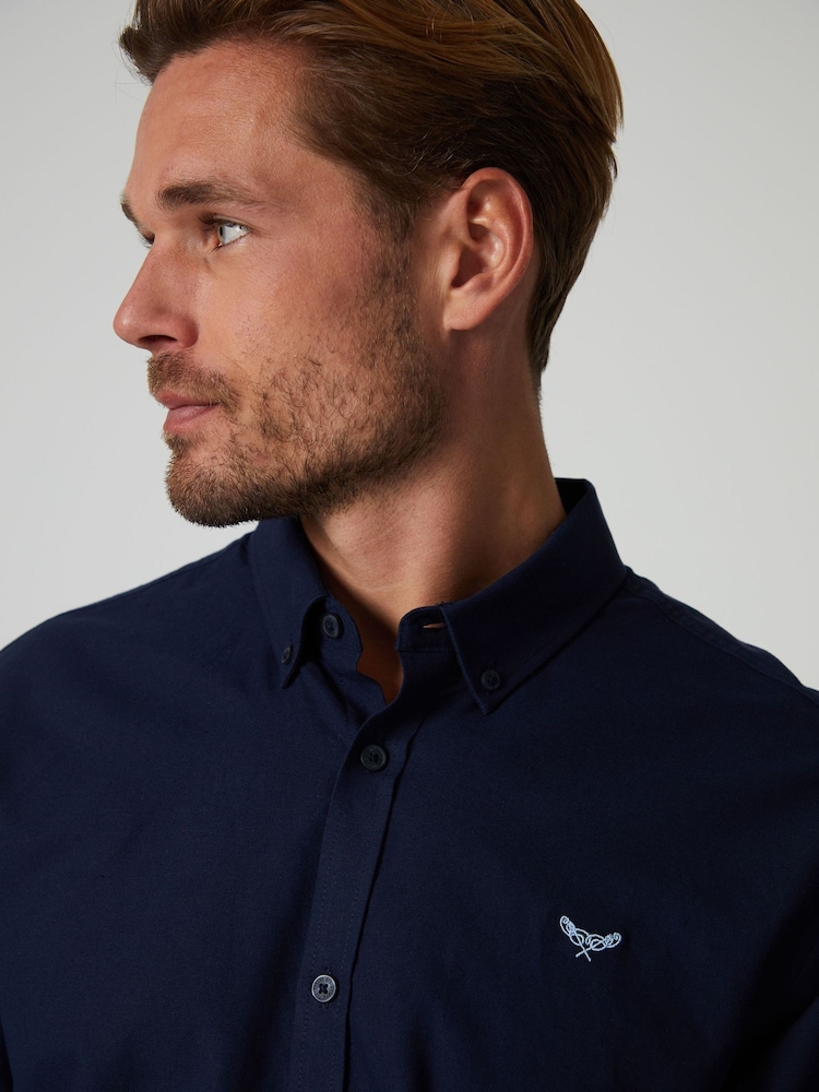 Threadbare Navy Oxford Long Sleeve Shirt - Image 5 of 5