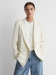 Reiss White Mabel Modern Fit Wool Double Breasted Blazer - Image 3 of 8