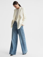 Reiss White Mabel Modern Fit Wool Double Breasted Blazer - Image 4 of 8