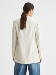 Reiss White Mabel Modern Fit Wool Double Breasted Blazer - Image 6 of 8