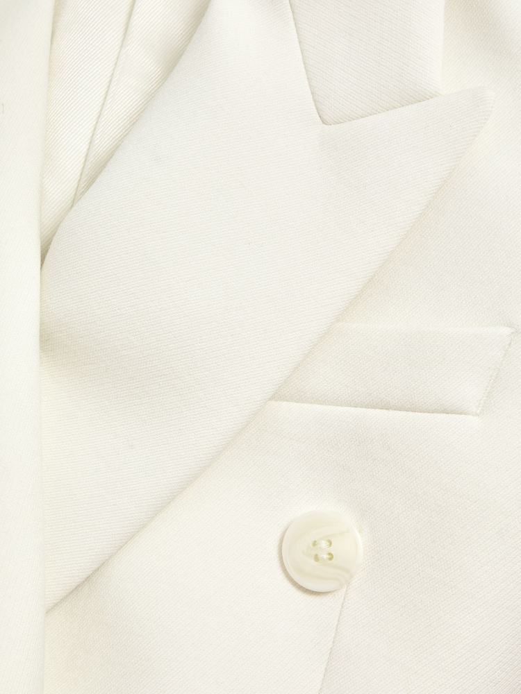 Reiss White Mabel Modern Fit Wool Double Breasted Blazer - Image 8 of 8