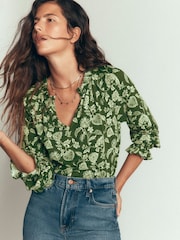 Boden Green Pia Ruffle Trim Top - Image 1 of 5