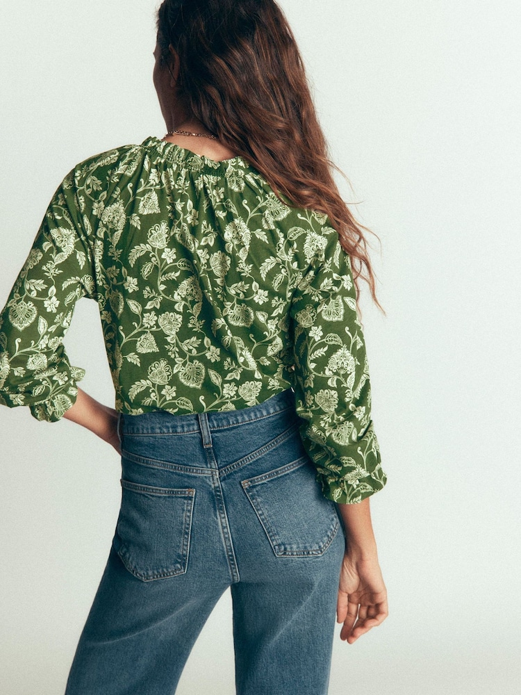 Boden Green Pia Ruffle Trim Top - Image 2 of 5 Boden Green Pia Ruffle Trim Top - Image 2 of 5