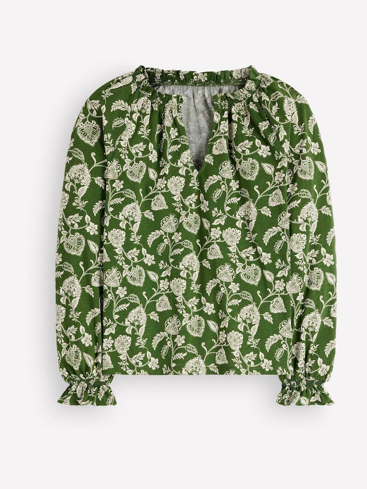 Boden Green Pia Ruffle Trim Top - Image 5 of 5 Boden Green Pia Ruffle Trim Top - Image 5 of 5
