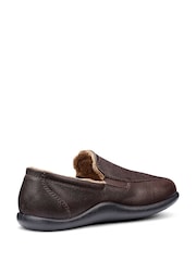 Hotter Dark Brown Grainy Leather Standard Fit Relax Slip-On Slippers - Image 3 of 4
