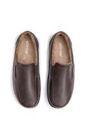 Hotter Dark Brown Grainy Leather Standard Fit Relax Slip-On Slippers - Image 4 of 4