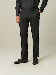 Black/Gold Skinny Fit Textured Tuxedo Suit Trousers - Image 1 of 11