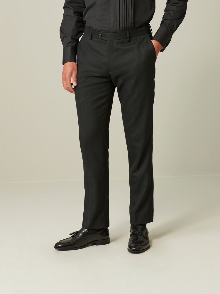 Black/Gold Skinny Fit Textured Tuxedo Suit Trousers - Image 1 of 11