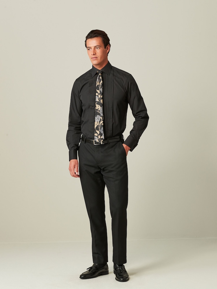 Black/Gold Skinny Fit Textured Tuxedo Suit Trousers - Image 2 of 11 Black/Gold Skinny Fit Textured Tuxedo Suit Trousers - Image 2 of 11