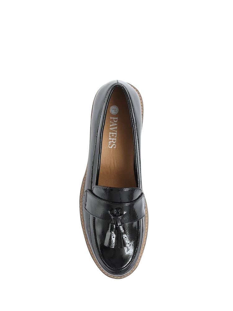 Pavers Black Patent Ladies Loafers - Image 4 of 5