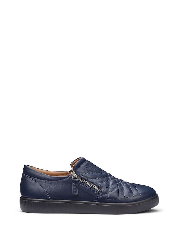 Hotter Blue Standard Fit Extra Wide Fit Poppy Slip-On/Zip Cupsole Trainers - Image 1 of 4 Hotter Blue Standard Fit Extra Wide Fit Poppy Slip-On/Zip Cupsole Trainers - Image 1 of 4
