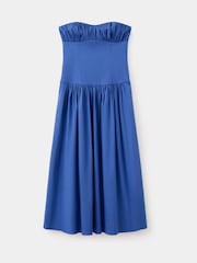 Mango Blue Strapless Ruched Detail Midi Dress - Image 5 of 7