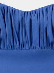 Mango Blue Strapless Ruched Detail Midi Dress - Image 7 of 7