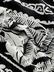 Black Border Print Wide Leg Trousers With Linen - Image 6 of 6
