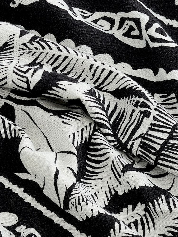 Black Border Print Wide Leg Trousers With Linen - Image 6 of 6