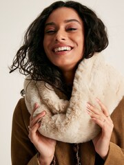 Joules Nelle Oatmeal Faux Fur Snood Scarf - Image 1 of 4