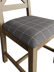 K Interiors Brown Embleton Solid Wood Dining Chair Pair Grey Check - Image 3 of 4