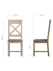 K Interiors Brown Embleton Solid Wood Dining Chair Pair Grey Check - Image 4 of 4