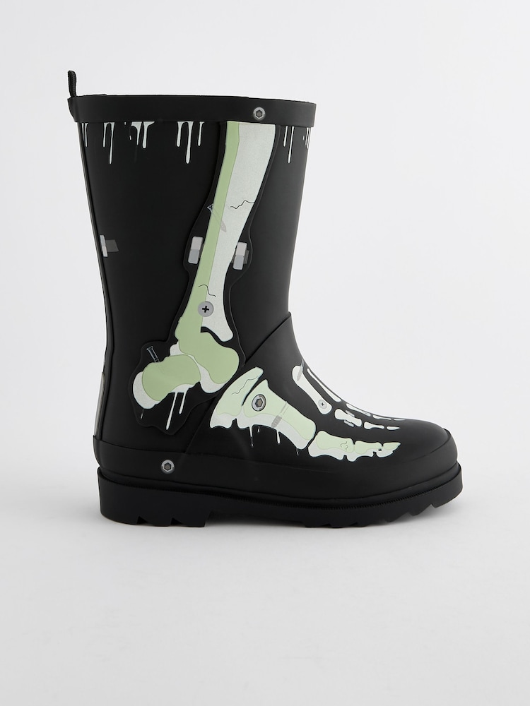 Glow In The Dark Skeleton Rubber Wellies - Image 2 of 5
