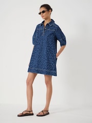 Hush Blue Haisley Barrel Sleeve Striped Short Dress - Image 1 of 5