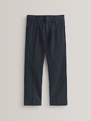 Navy Regular Waist School Pleat Front Trousers (3-17yrs) - Image 1 of 7