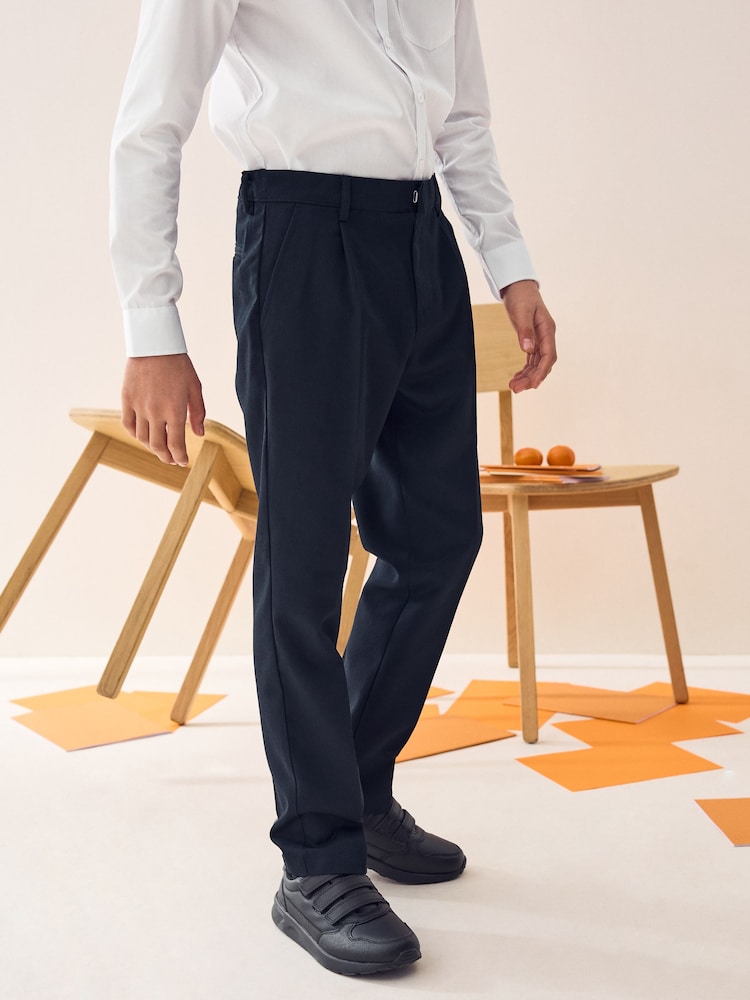Navy Regular Waist School Pleat Front Trousers (3-17yrs) - Image 2 of 7