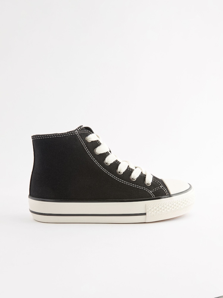 Black Hitop Lace Up Trainers - Image 2 of 6