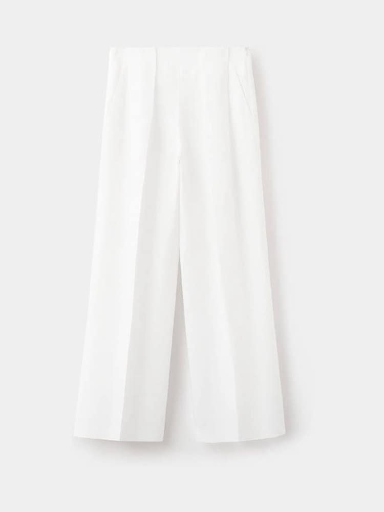 Mango White Pleated Tailored Trousers with Linen - Image 1 of 3 Mango White Pleated Tailored Trousers with Linen - Image 1 of 3