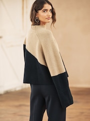 Camel Brown/Black Long sleeve Ribbed Cropped Jumper - Image 4 of 6