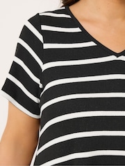 Yours Curve Light Black Stripe Ribbed Swing Top - Image 4 of 4