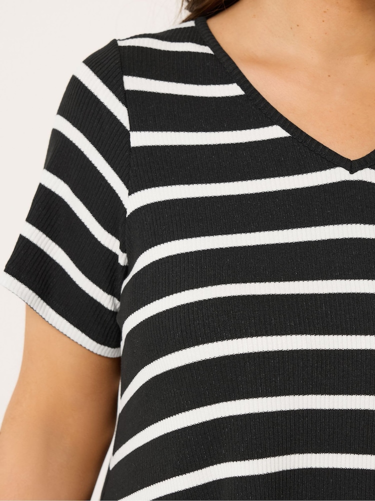 Yours Curve Light Black Stripe Ribbed Swing Top - Image 4 of 4 Yours Curve Light Black Stripe Ribbed Swing Top - Image 4 of 4