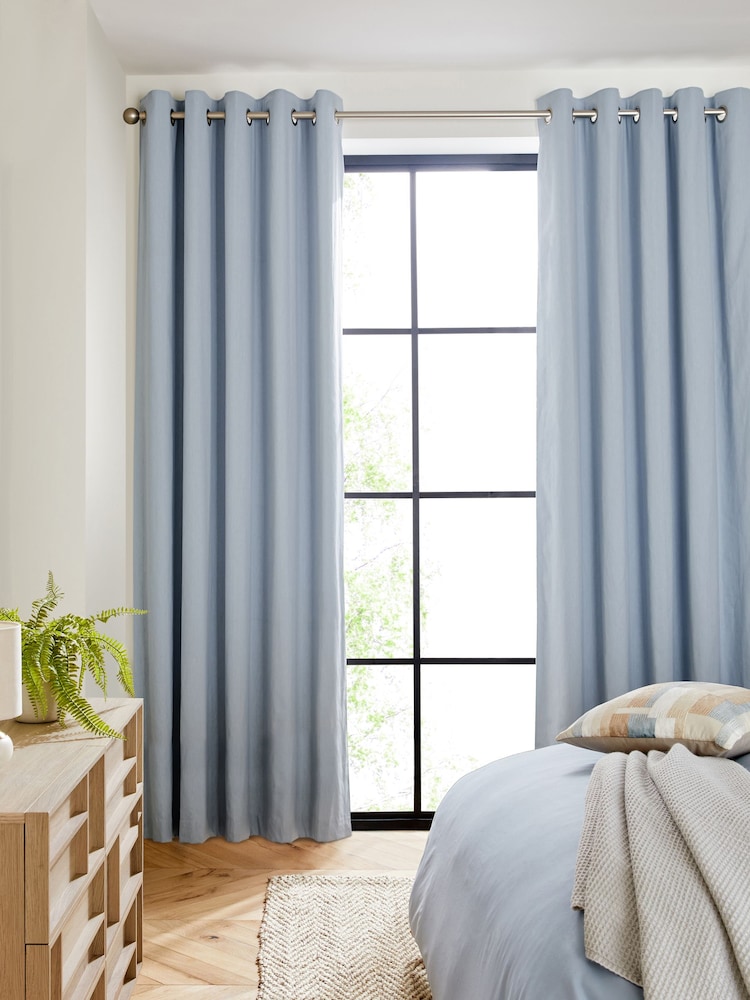 Blue Sky Blackout/Thermal Cotton Eyelet Curtains - Image 1 of 9
