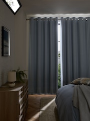 Blue Sky Blackout/Thermal Cotton Eyelet Curtains - Image 3 of 9
