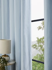 Blue Sky Blackout/Thermal Cotton Eyelet Curtains - Image 6 of 9