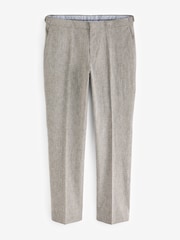 Taupe Tailored Fit Linen Puppytooth Suit: Trousers - Image 7 of 10