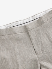 Taupe Tailored Fit Linen Puppytooth Suit: Trousers - Image 8 of 10