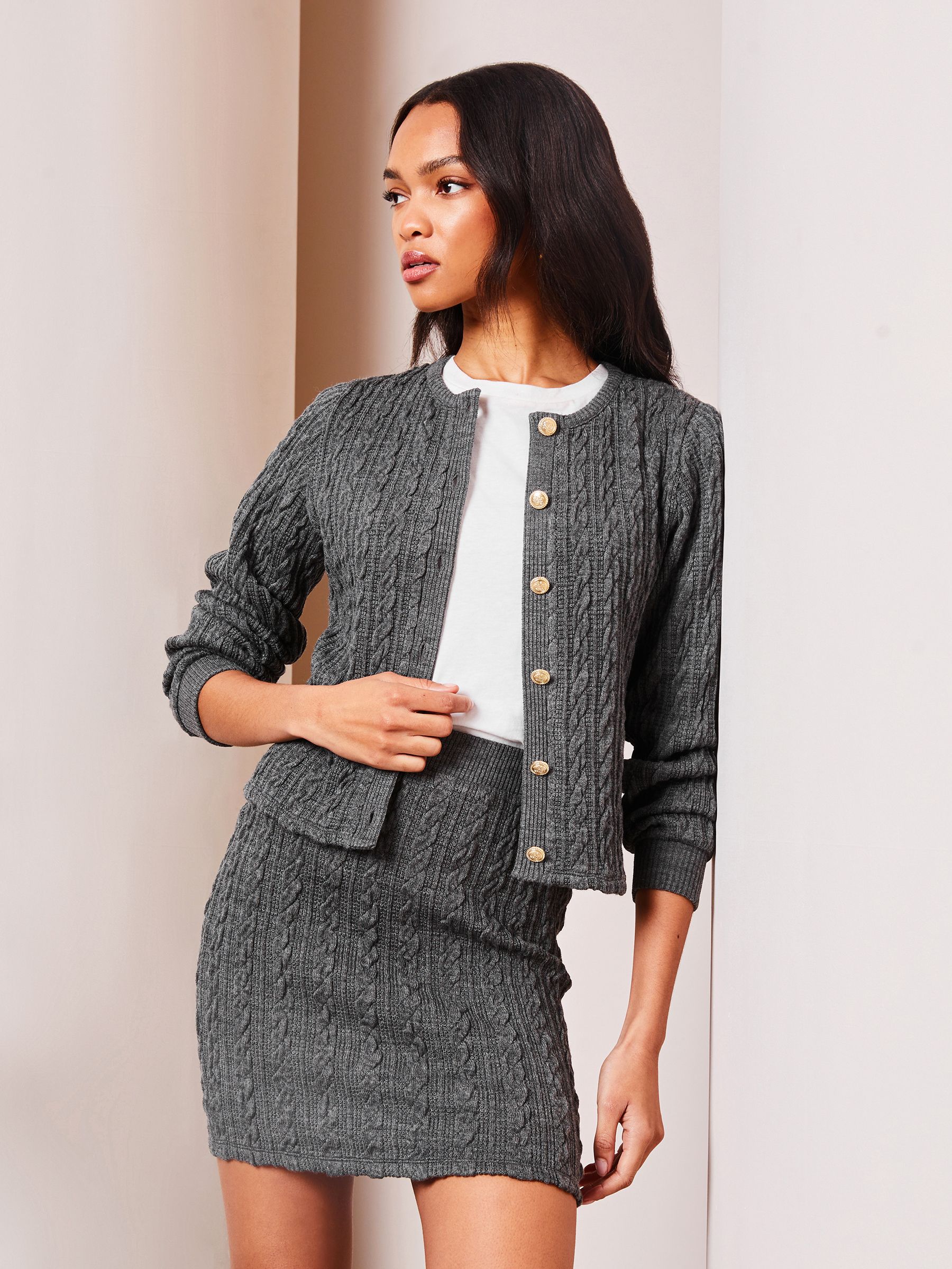 Buy Lipsy Grey Cable Knit Cardigan from Next Luxembourg