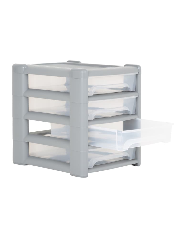 Wham Grey 1 x Shallow 4 Drawer Tower Home and Office Organisation - Image 2 of 5
