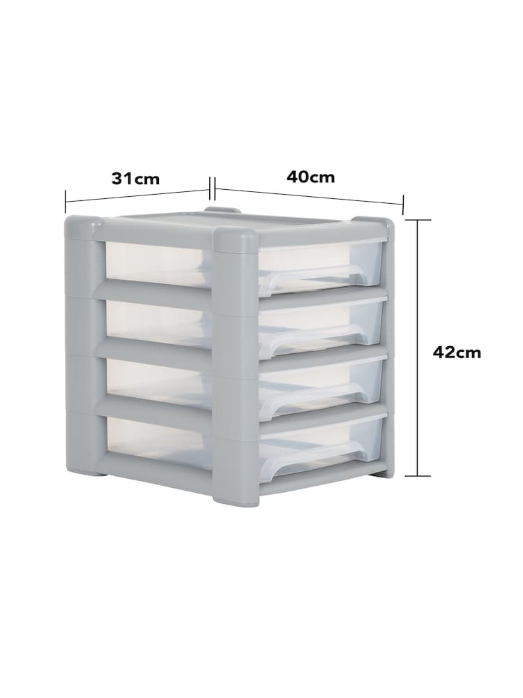 Wham Grey 1 x Shallow 4 Drawer Tower Home and Office Organisation - Image 5 of 5
