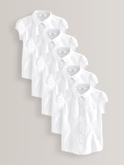 White 5 Pack Puff Sleeve School Shirts (3-16yrs) - Image 1 of 8