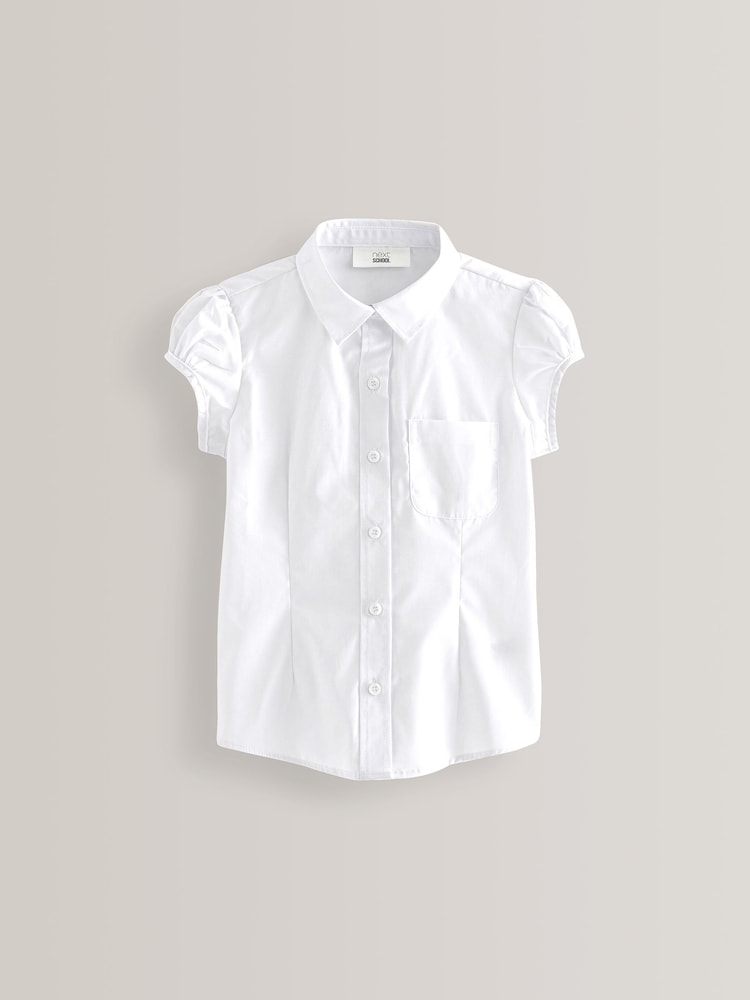 White 5 Pack Puff Sleeve School Shirts (3-16yrs) - Image 2 of 8