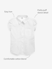 White 5 Pack Puff Sleeve School Shirts (3-16yrs) - Image 3 of 8