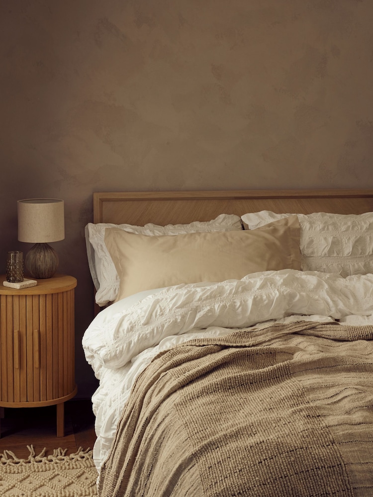 Natural Cotton Rich Plain Duvet Cover and Pillowcase Set - Image 4 of 10