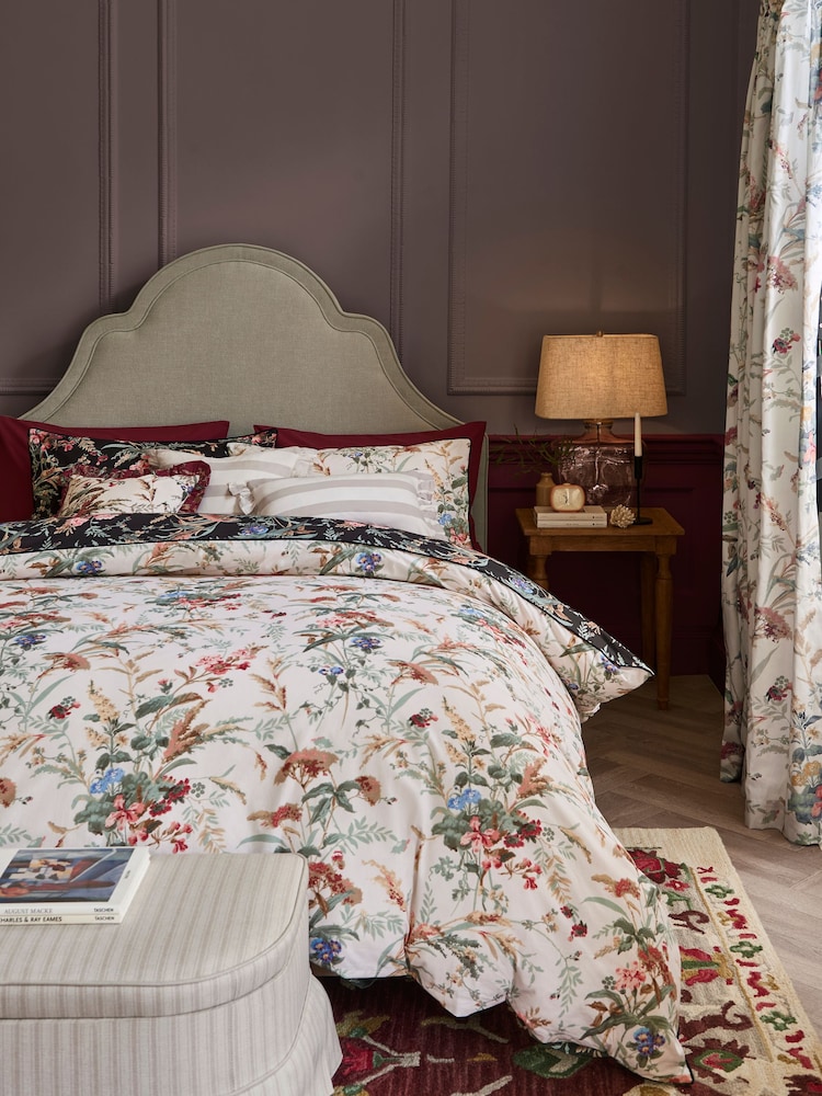 Natural Cotton Rich Plain Duvet Cover and Pillowcase Set - Image 5 of 10