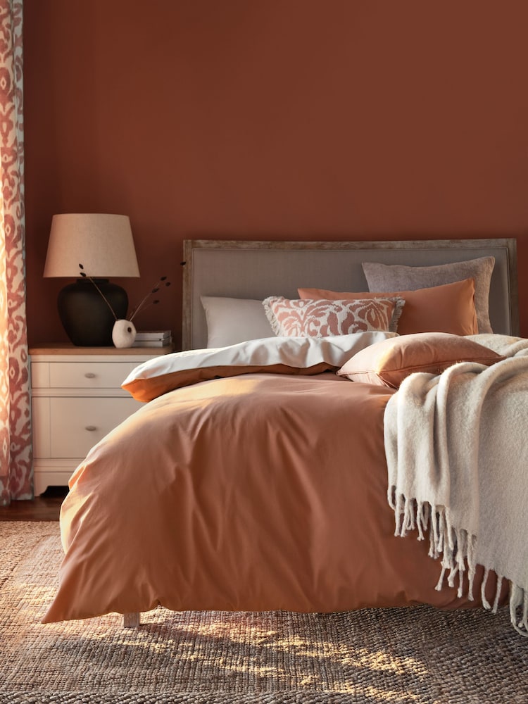 Natural Cotton Rich Plain Duvet Cover and Pillowcase Set - Image 6 of 10