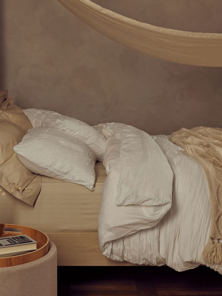 Natural Cotton Rich Plain Duvet Cover and Pillowcase Set - Image 7 of 10