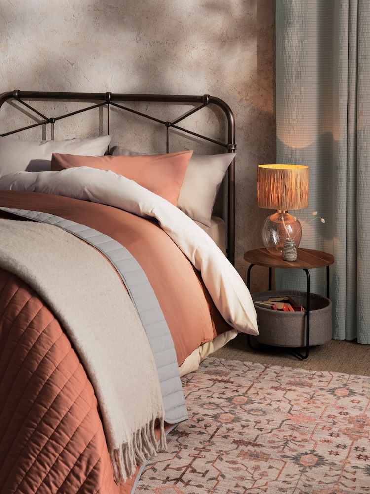 Natural Cotton Rich Plain Duvet Cover and Pillowcase Set - Image 8 of 10