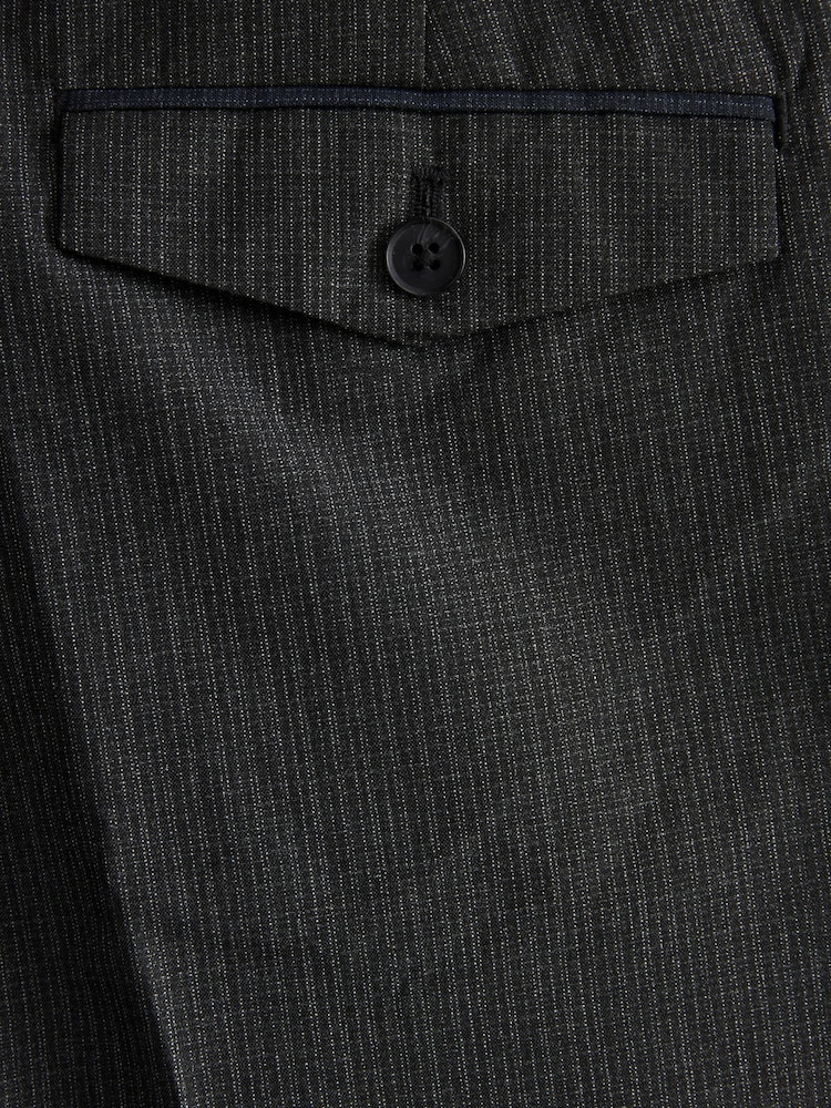 Charcoal Grey Regular Fit Textured Smart Trousers - Image 8 of 8