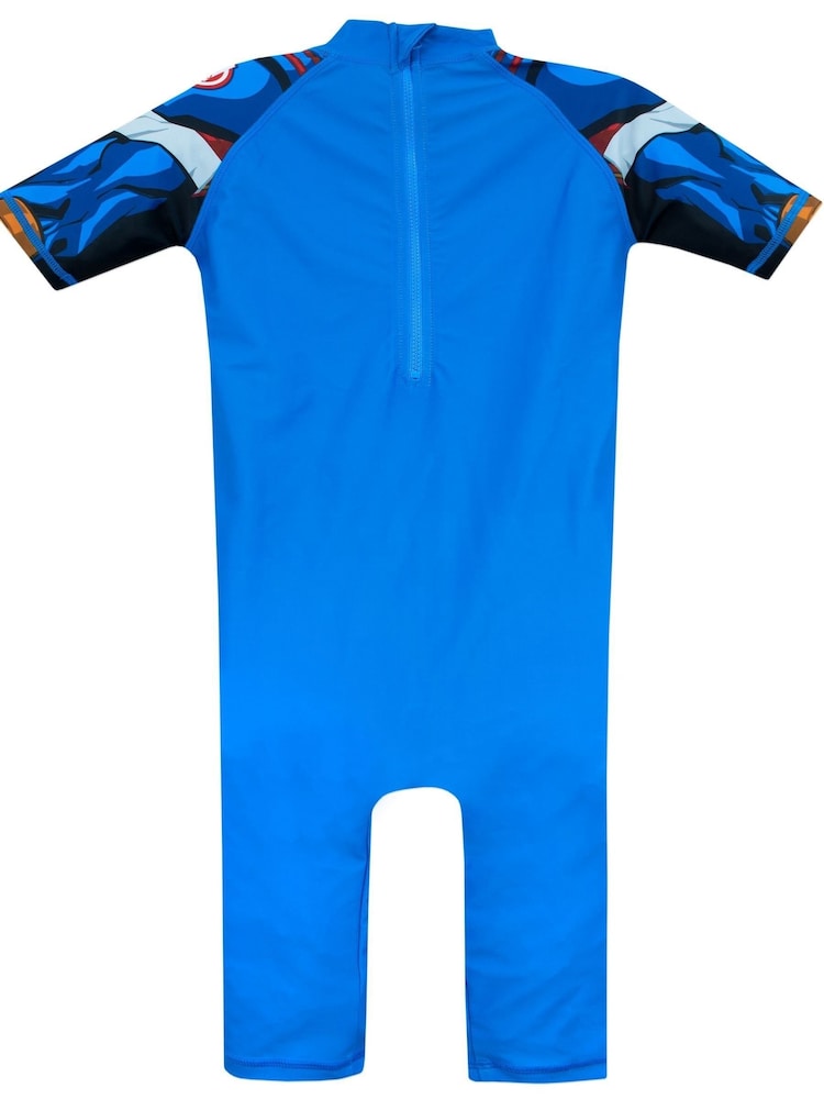 Character Blue White Marvel Avengers Captain America One Piece Swimsuit - Image 2 of 8